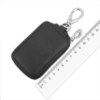Ключница кожаная SW прямоугольная, черная с молнией (SKYWAY)
