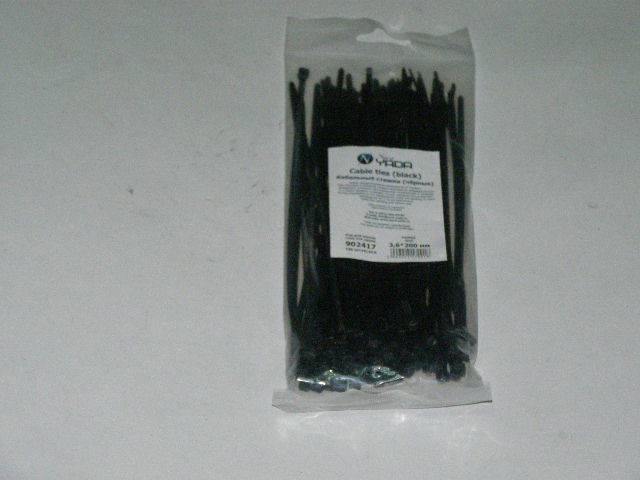 Хомут-стяжка 3.6*200 мм. черная (в 1 уп. 100 шт.!) (Nord Yada)