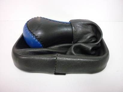 Ручка КПП кожан. с чехлом ВАЗ 2115 синяя с рамкой (Azard Group)