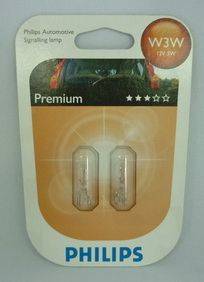 Лампа 12V бесцок. W3W (W2.1x9.5d) VISION блистер 2шт (PHILIPS) 12256B2