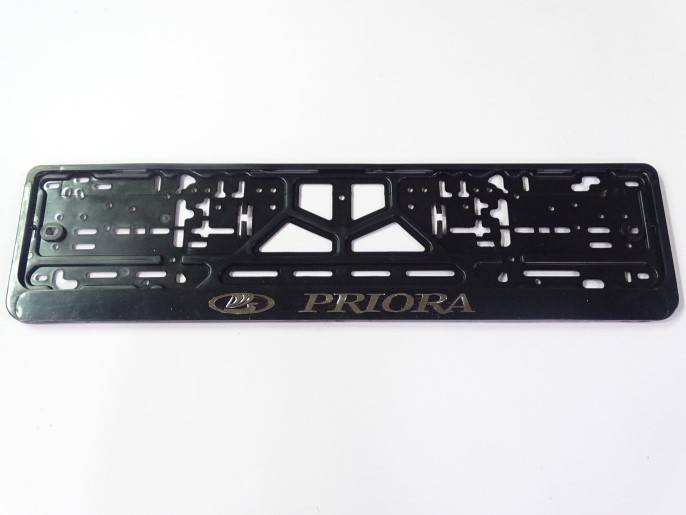 Рамка под номер с защелкой серебро "PRIORA" рельеф (Новосибирск)