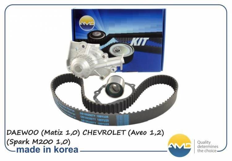 Комплект ГРМ Daewoo Matiz 1.0 (ремень ГРМ +ролик+помпа) (AMD)