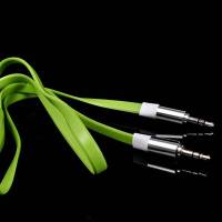 Аудиокабель AUX для подключения к автомагнитоле с разъемом 3,5 jack 1 м "Лапша", зеленый