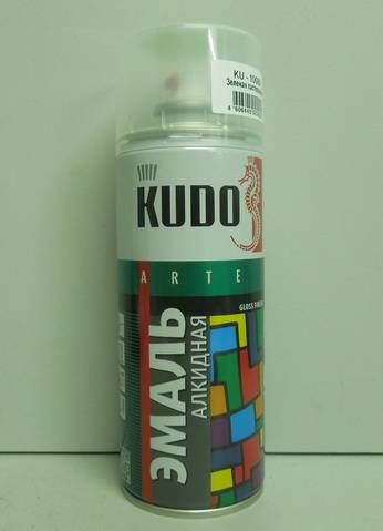 Краска-спрей (эмаль) универсальная зеленая пастельная 520мл аэрозоль (Kudo) (12)