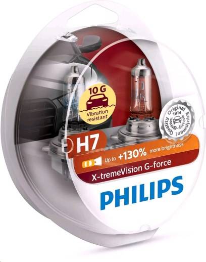 Лампа PHILIPS H7-12-55 +130% X-TREME VISION G-FORCE набор 2шт