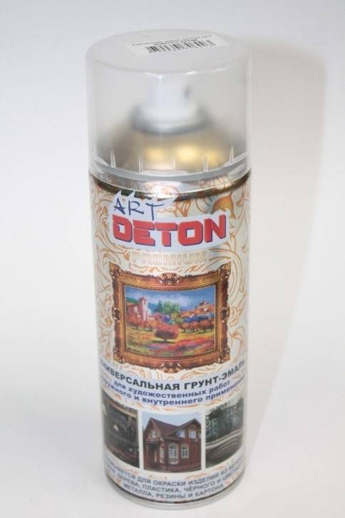 Краска спрей DETON акрил. Золотой-хром 520 мл