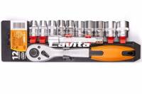 Набор головок торц. 11пр. 1/2" 6-гран. (10,11,12,13,14,15,17,19,21,24) удлинитель 125мм, с трещоткой 72зуба (Lavita)