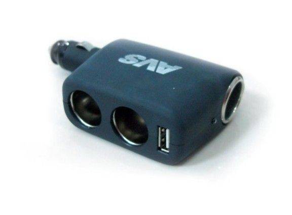 Прикуриватель 3 гнезда с USB разъемом CS311U (AVS)