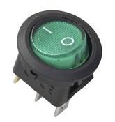 Клавиша ON-OFF 12V 20A 3 конт. зеленая с подсветкой, круглая (Nord Yada)