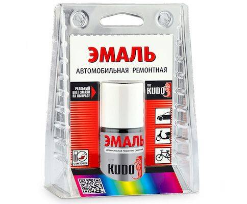 Краска (эмаль) номерная VW LB9A Candy (белый) с кисточкой 15мл блистер (Kudo) 