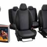 Чехлы на сиденье /2108, 2115/ Жаккард-кожзам черный (зад. спинка 1/3 с молнией) (Airline)
