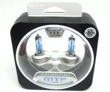 Лампа MTF H7-12-55 +80% 4000K Argentum NEW набор 2шт