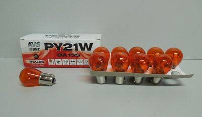 Лампа 12V PY21W (BA15s) orange Желтая Vegas AVS