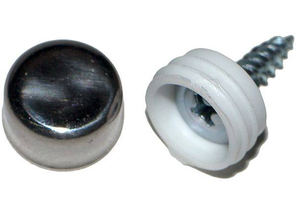 Болты - катафоты номера саморез с заглушкой-колпачком хром из 4 шт (Dollex)