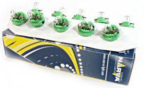 Лампа 12V бесцок. W2W с патроном зеленым (B8.5d) (NARVA)