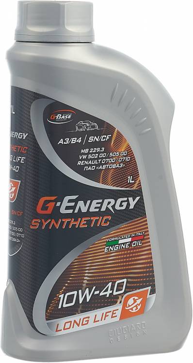 Моторное масло G-Energy Synthetic Long Life 10W-40 1л. SN/CF (синтетика) 