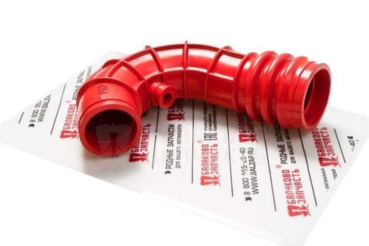 Патрубок фильтра воздушного (гофра) для ВАЗ 2112, 2170 Приора 16кл. каучуковый красный серия Голд