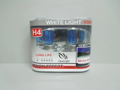 Лампа Clearlight H4-12-60/55 WhiteLight Long Life 4300К ярко-белая из 2шт (5/50)