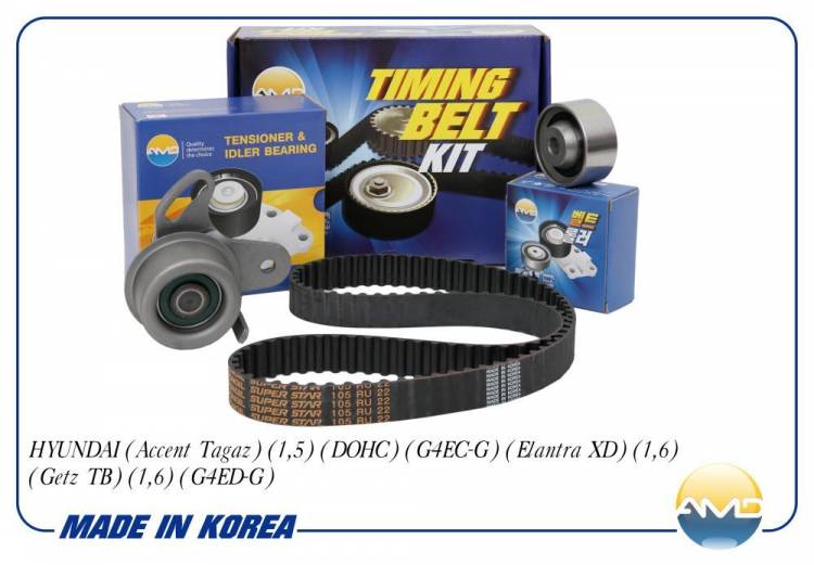 Ремень ГРМ + ролики Hyundai Accent Getz 16кл. Kia Rio II (AMD) Ремень ГРМ + ролики Hyundai Accent Getz 16кл. Kia Rio II (AMD)
