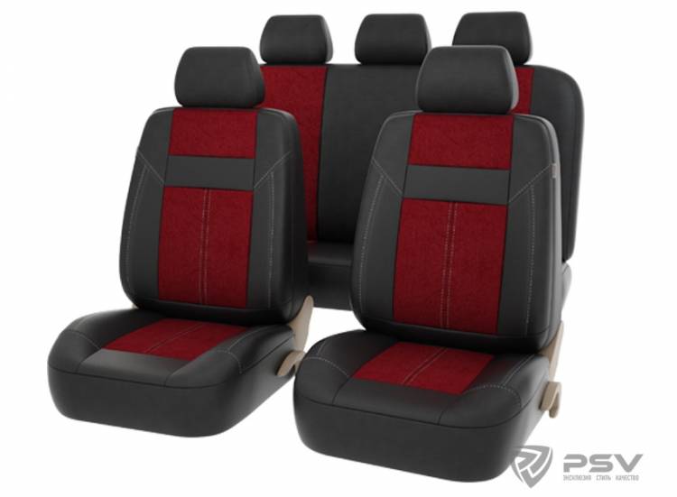 АВТОЧЕХЛЫ УНИВЕРСАЛЬНЫЕ PSV ABSOLUTE NEXT (КРАСНЫЙ) L, ЭКОКОЖА + ВЕЛЮР 