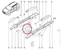 Накладка на рейлинг Renault Duster перед. лев. Накладка на рейлинг Renault Duster перед. лев.