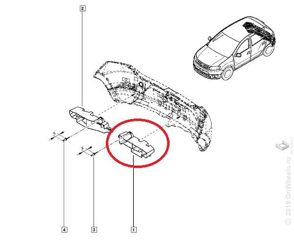 Усилитель задн. бампера Renault Sandero Stepway II с 2014 г. лев. /абсорбер/