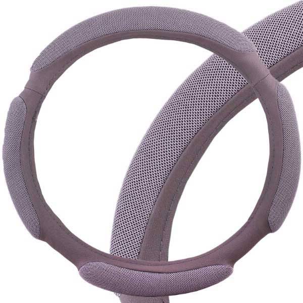 Оплетка руля M 37-38 см кожа (4 подушки) серая (SKYWAY)