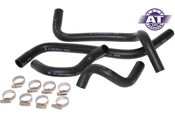 Патрубок печки ВАЗ 21082 из 4шт армир. с хомутами (AT)