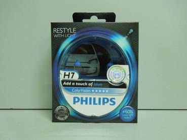 Лампа Philips H7 12V 55W +60% Color Vision голубая 2шт.