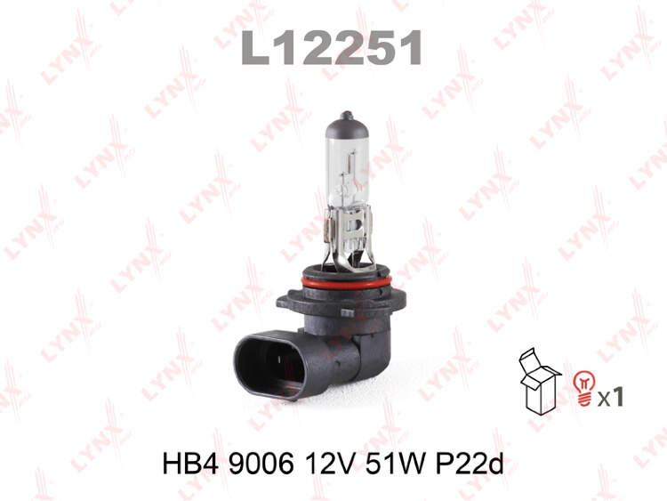 Лампа HB4 12V 51W P22d (9006) (LYNXAUTO)