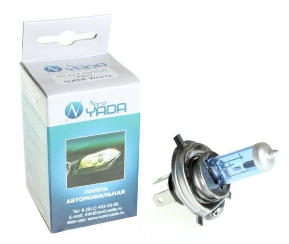 Лампа H4 12V 60/55W P43t н/о SUPER WHITE (Nord Yada)