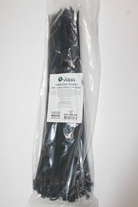 Хомут-стяжка 4.8*300 мм. черная (в 1 уп. 100 шт.!) (Nord Yada)