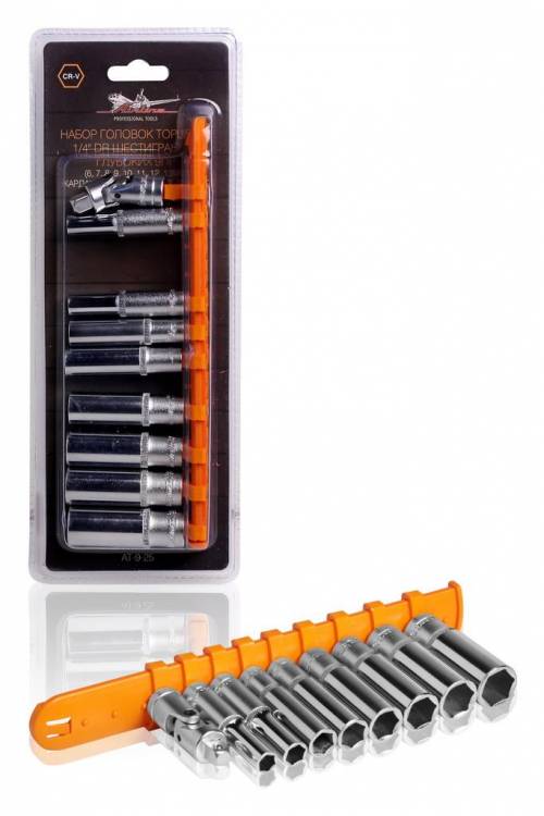 Набор головок 9 предм. (1/4) 6-13 мм глубокие (Airline)