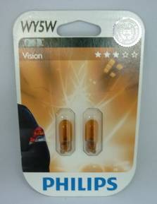 Лампа 12V бесцок. WY5W (W2.1x9.5d) Желтая блистер 2шт (PHILIPS)