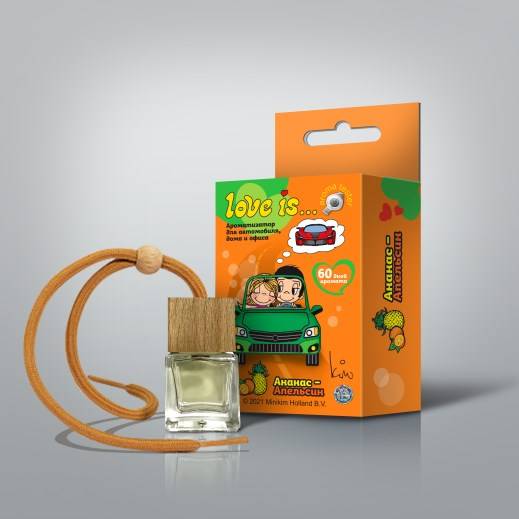 Освежитель (ароматизатор) подвесной жидкий бочонок LOVE IS в ассортименте 