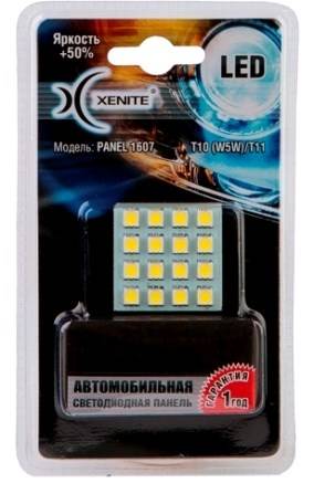 Панель светодиод. 12V 35х35мм 16 диодов 2 вида цоколя SMD белая +50% блистер Xenite