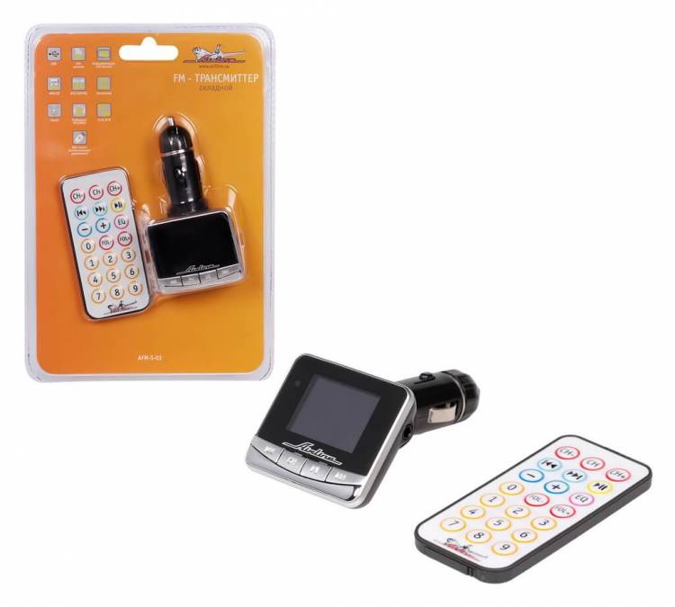 FM-трансмиттер AFM-S-03 ЖК-дисплей, MP3, USB, SD/MMC-слот, пульт (Airline)