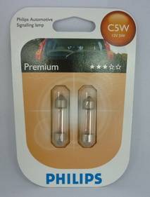 Лампа C5W 12V PHILIPS (2шт. блист.) (пальчик), подсветка номера, салона