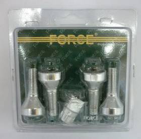 Секретка болт M12х1,5мм L=28мм набор из 4шт с ключом (Force)