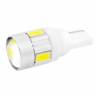 Лампа габарит. 12V W5W T10 6 SMD без цок. W2.1x9.5d линза