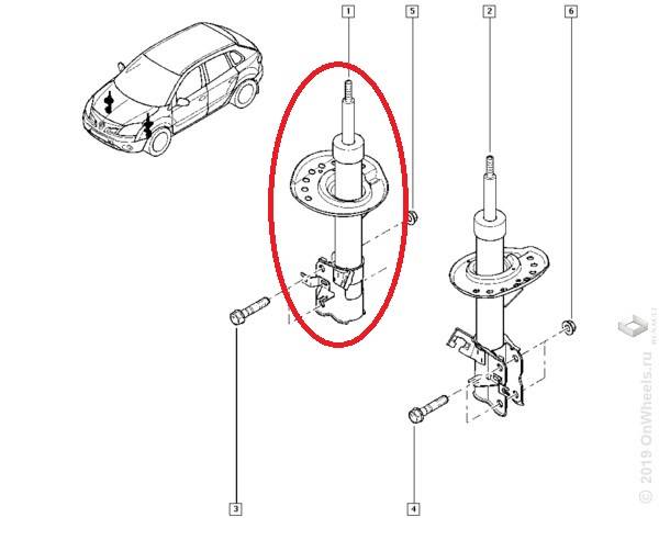 Стойка Nissan X-Trail (T31) 07- Renault Koleos 08- перед. прав. газомасл.