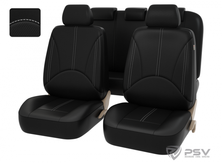 Чехлы PSV Imperial Next (Черный/отстрочка белая), экокожа