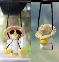 Подвеска на зеркало УТКА НА КАЧЕЛЯХ В ШЛЯПЕ, ОЧКАХ И С ЦЕПЬЮ, керамика PRC