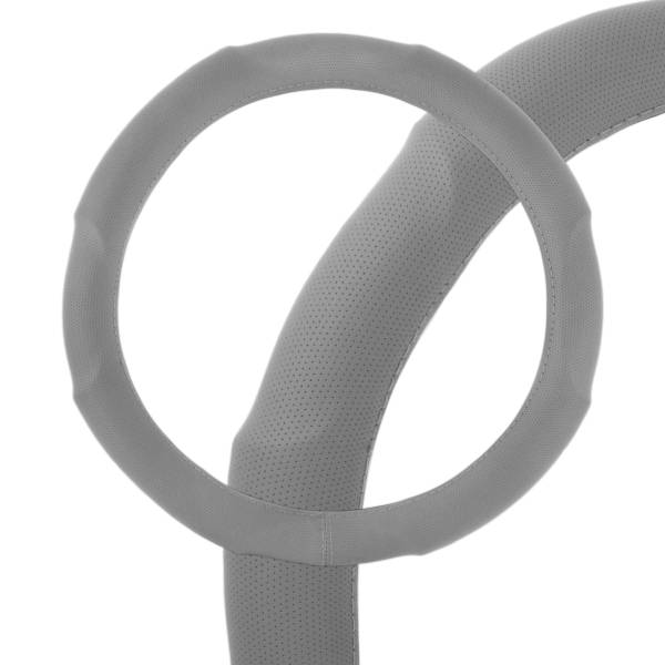 Оплетка руля M 37-38 см кожа серая рельефная, перф. (SKYWAY)