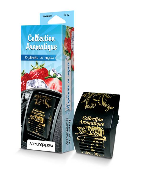 Освежитель (ароматизатор) на дефлектор COLLECTION AROMATIQUE Клубника со льдом (Fouette) (20)