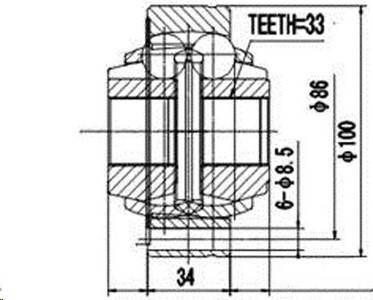 ШРУС Skoda Octavia 1.4, Audi 80, 90, A3, VW Golf I-VI, Jetta I-II, Passat внутр. (AYWIparts) Корея (10)