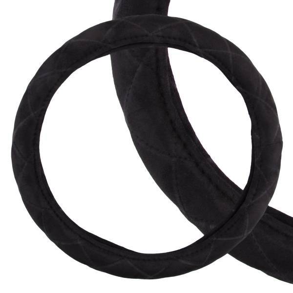 Оплетка руля М 37-38 см замша черная с прострочкой S01101046