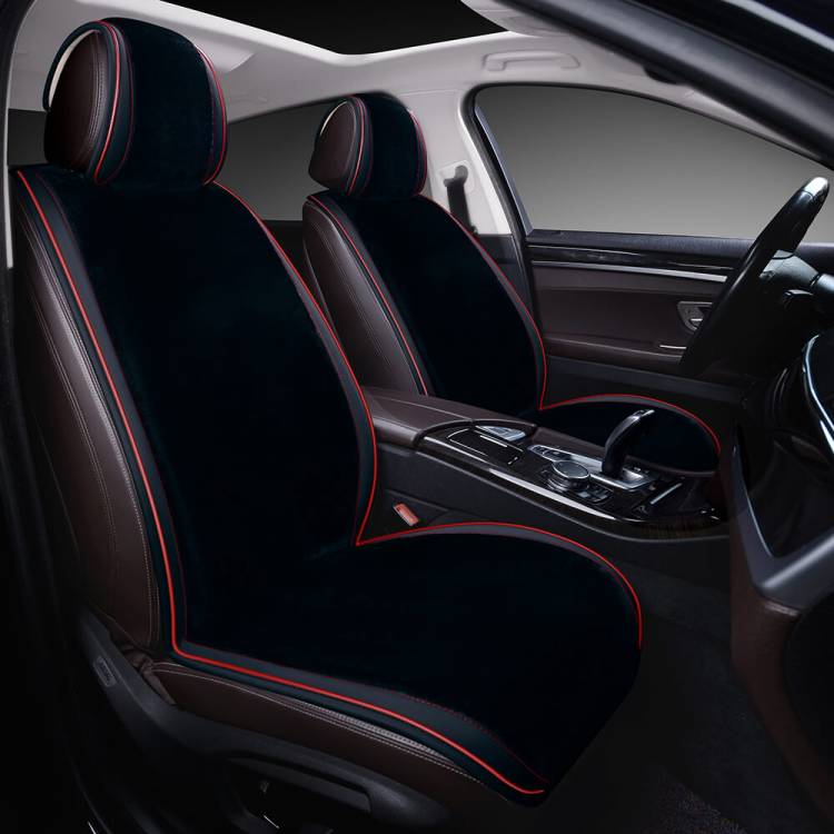 Накидки PSV искусственный мех Brink Mutton 2 FRONT 128x56/47x25 (Черный/Кант красный), 2 шт.