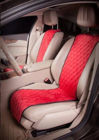 Накидка на сиденье "Алькантара" красный, передние (2 шт.) (Airline)