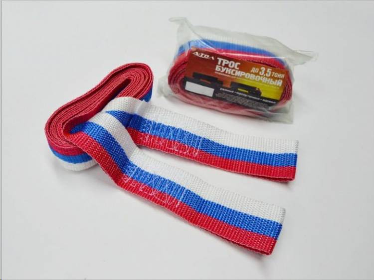 Трос буксир. (3,5 т) лента петли /4,5 м/ усилен. (А-тол)